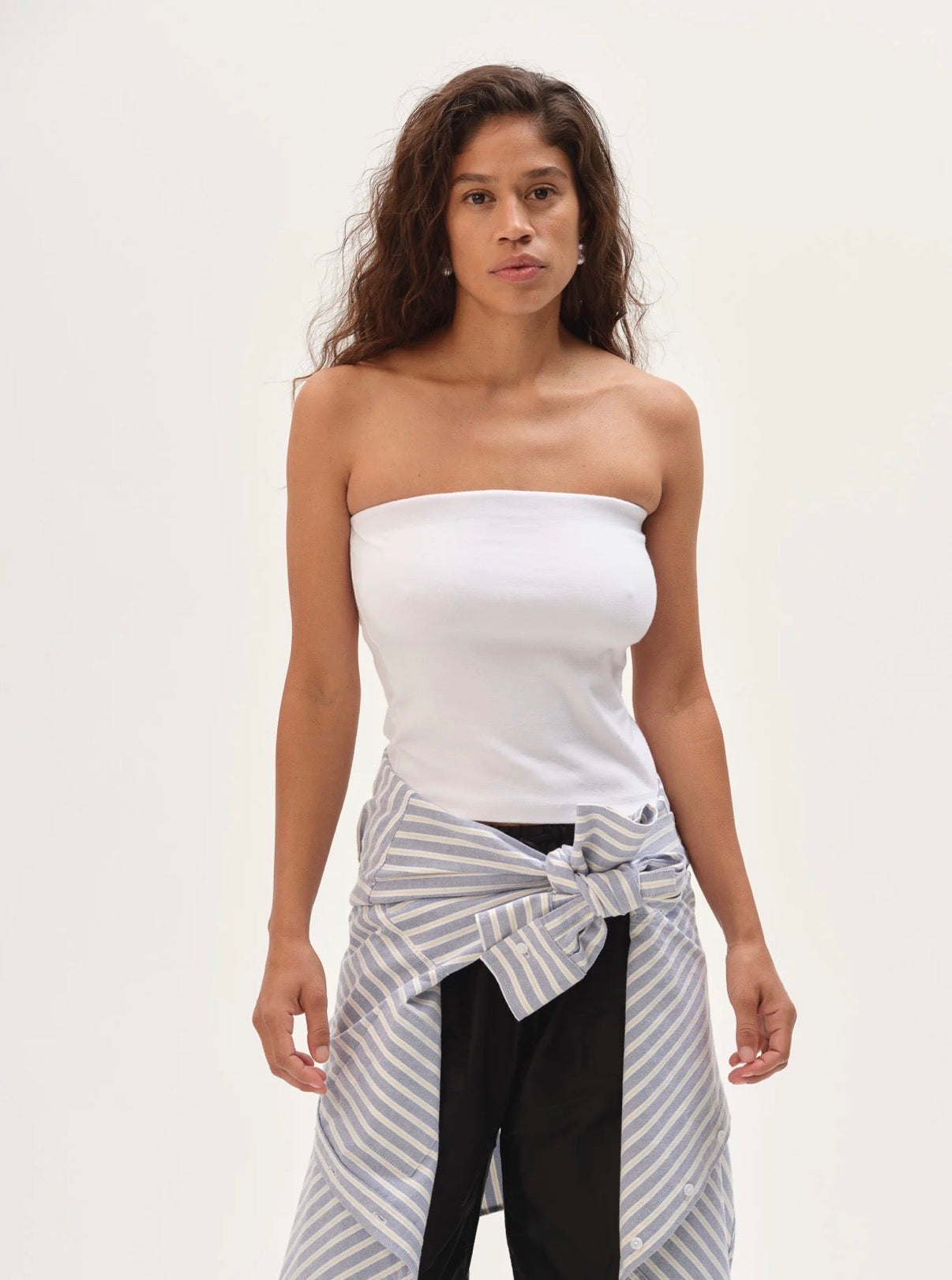 The Baby Rib Tube Top in Powder