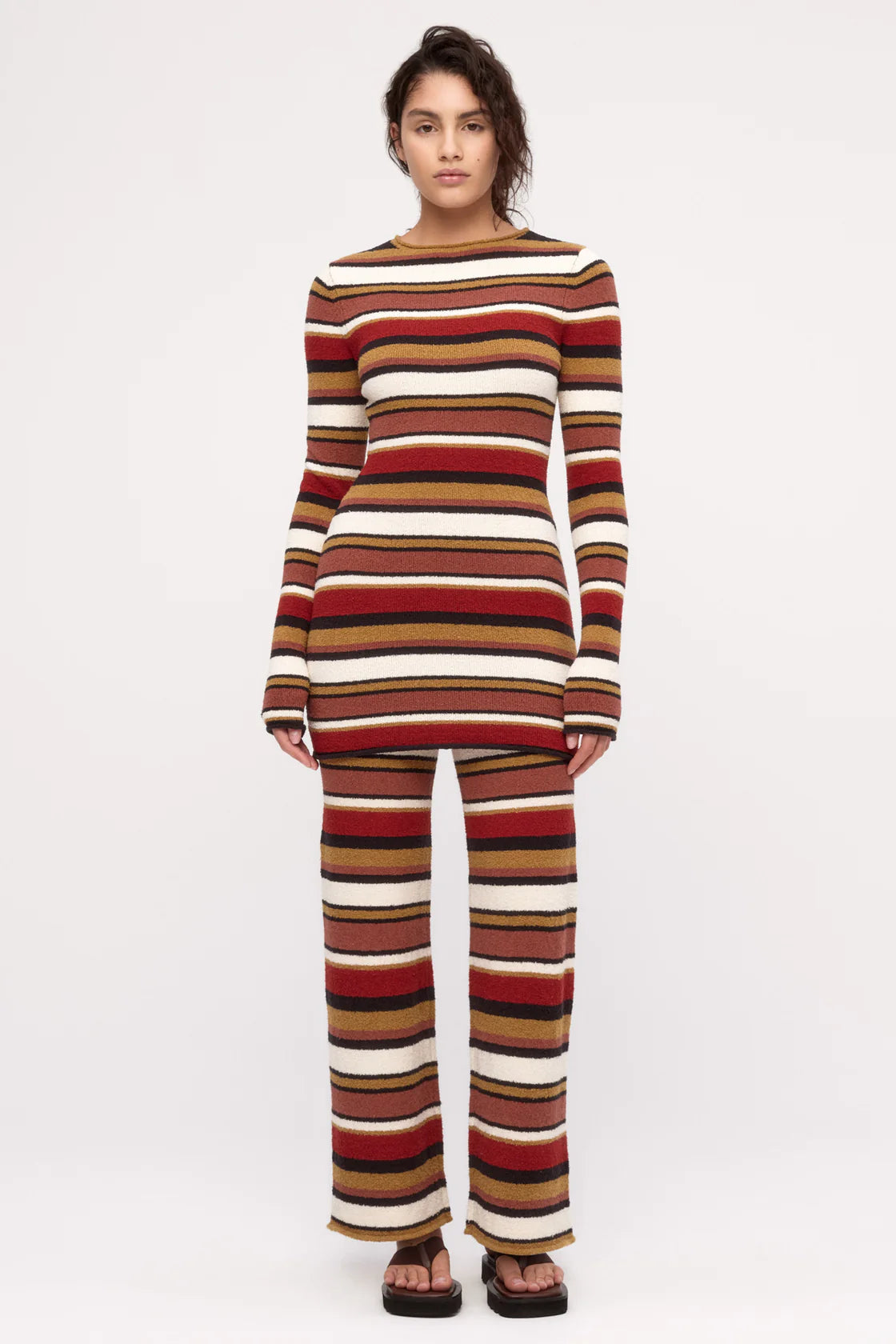 Textured Knit Pant in Earth Stripe