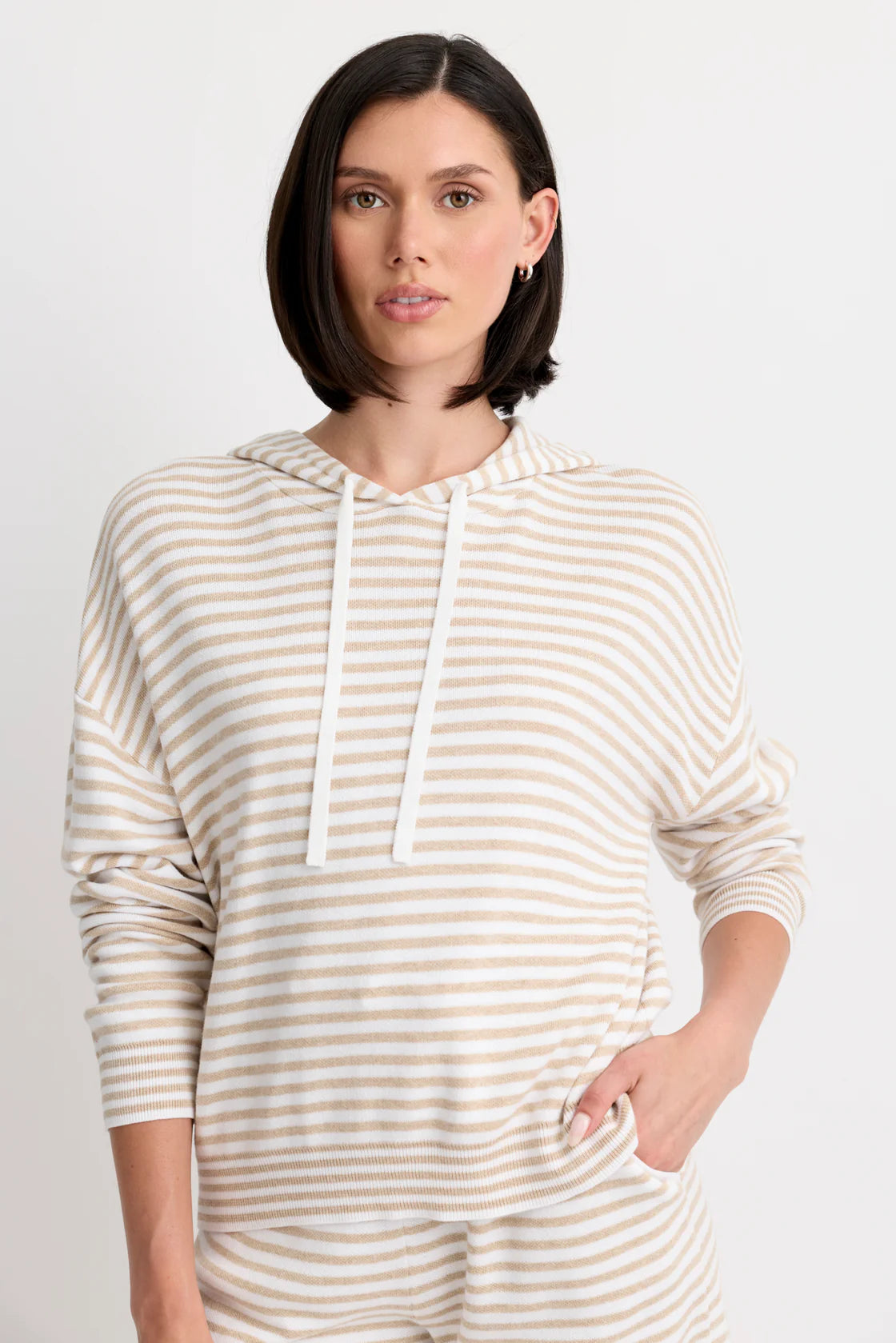 Warwick Hoodie in Latte Stripe