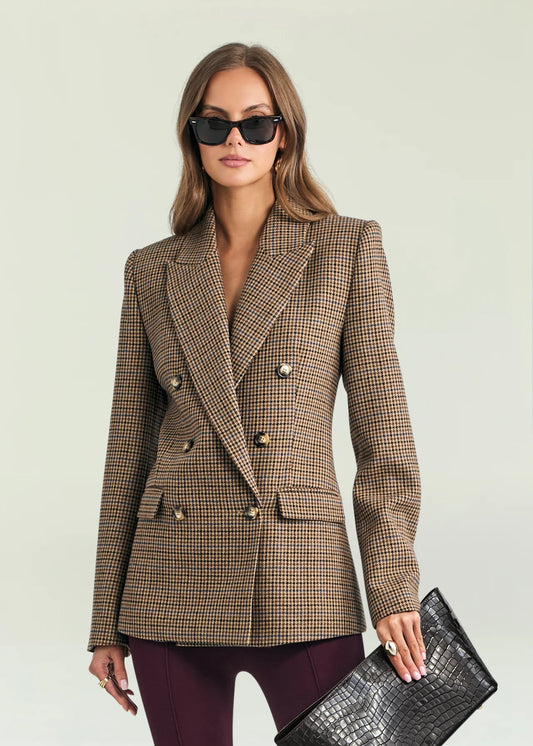 Romi Jacket in Tan Houndstooth