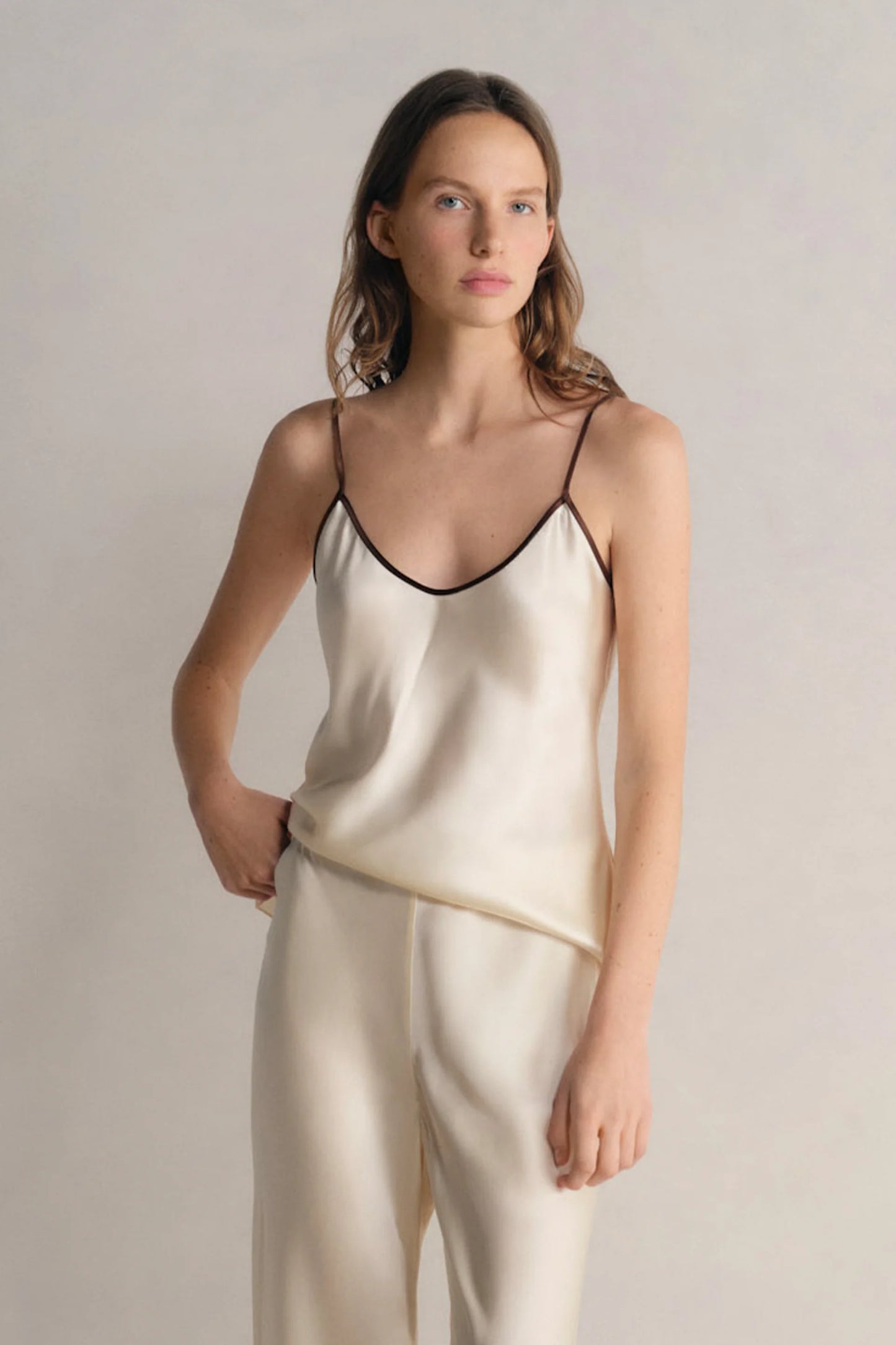 Silk Bias Cami in Cream