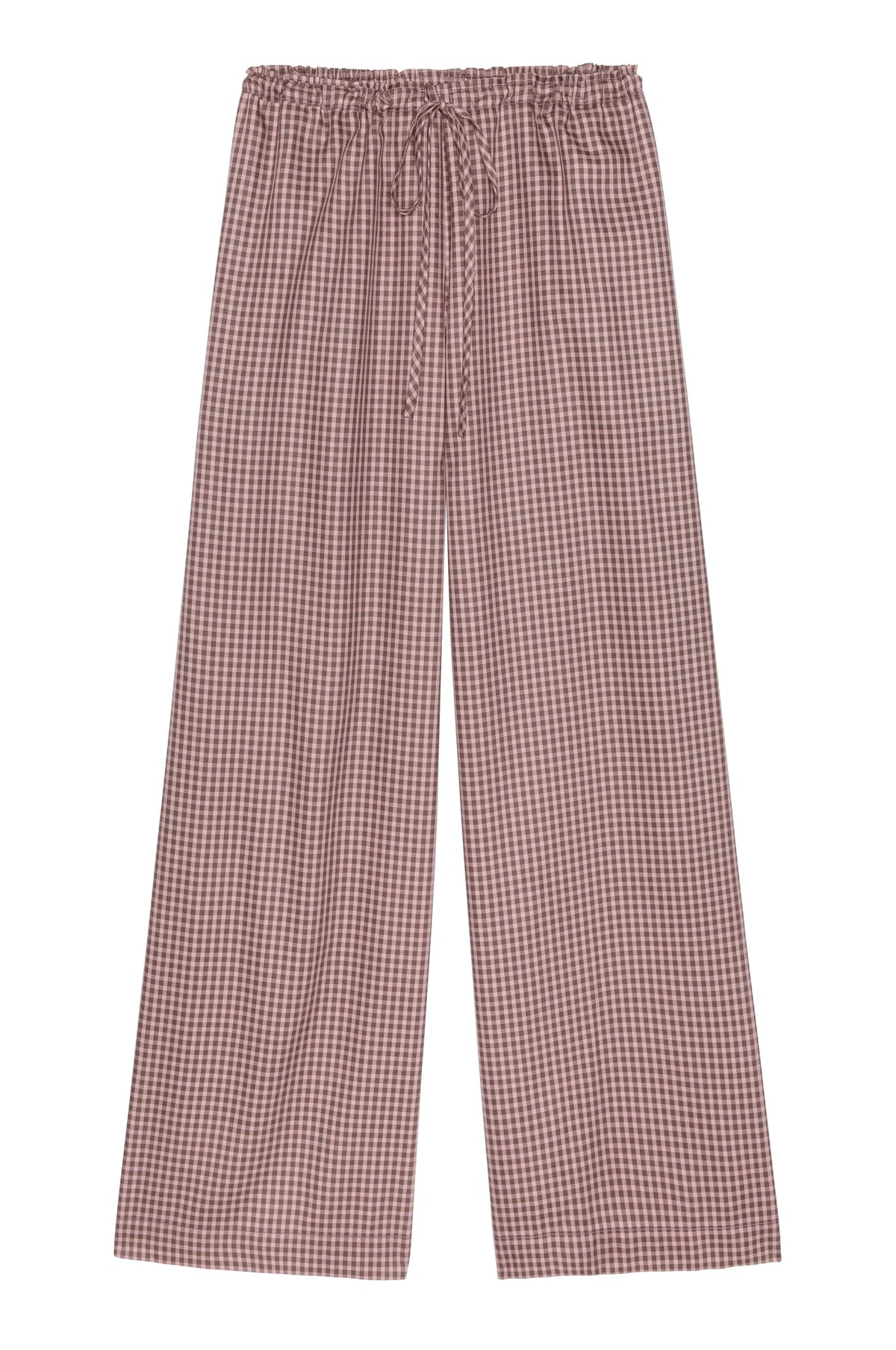 The Tencel Plaid Tie Pant in Roz/Espresso Plaid