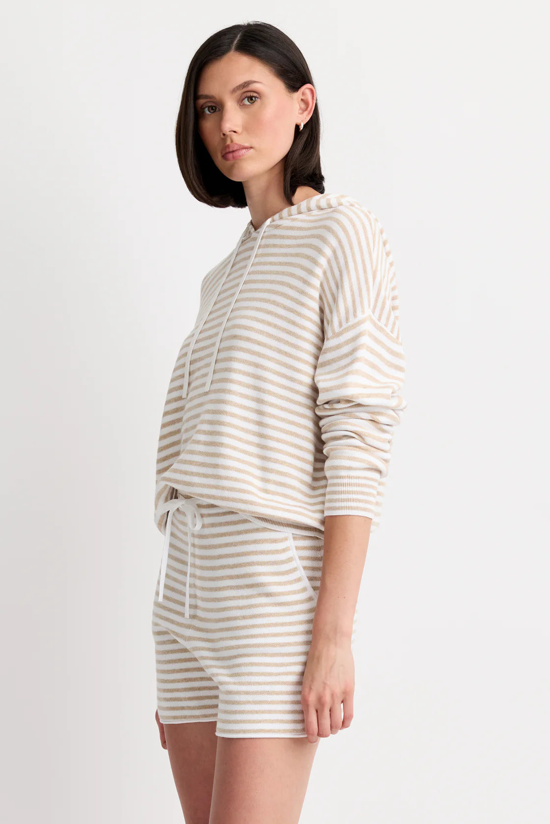 Warwick Hoodie in Latte Stripe