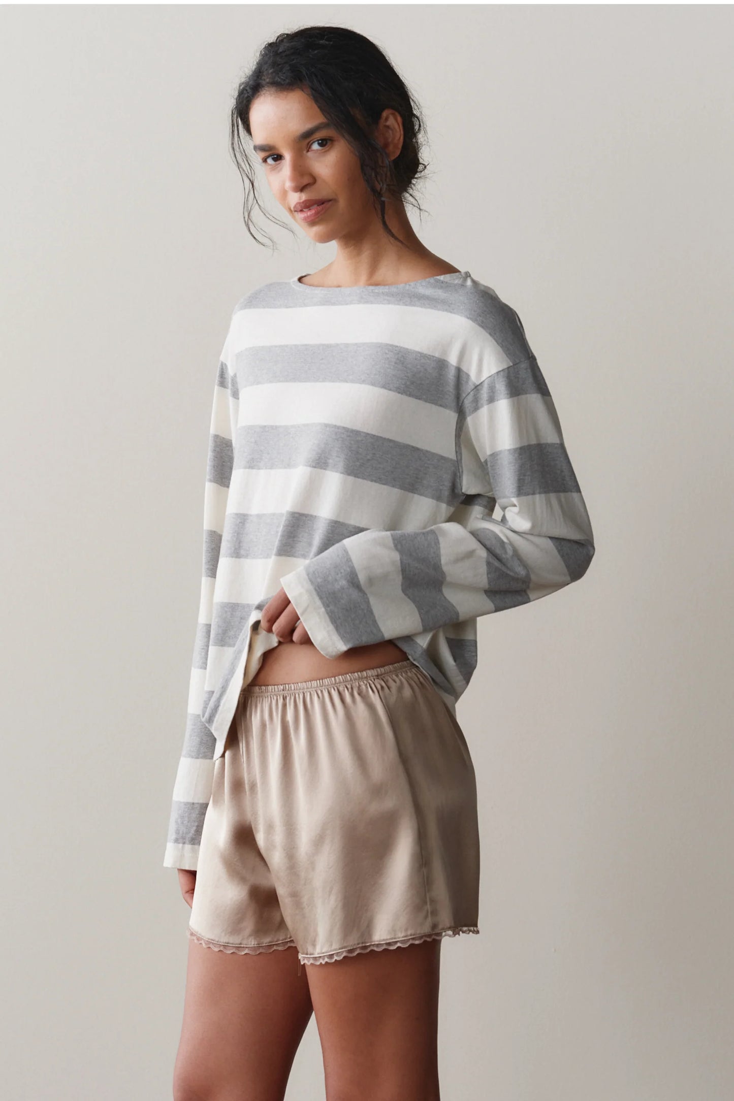 The Silk Lace Tap Short in Shitake