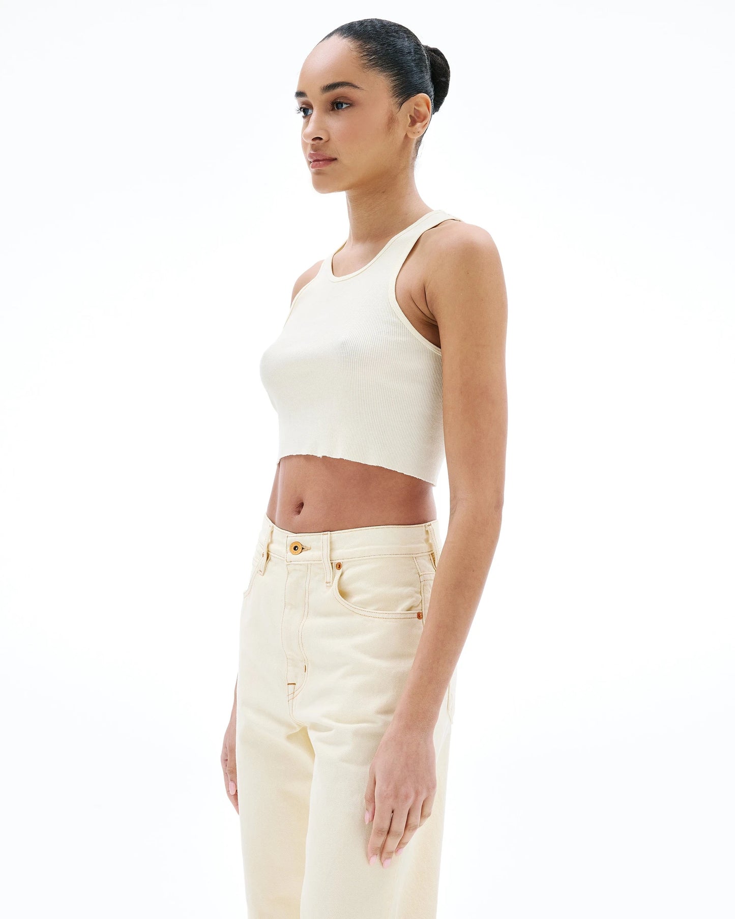 Cropped Tank Rib in Paradise Yellow