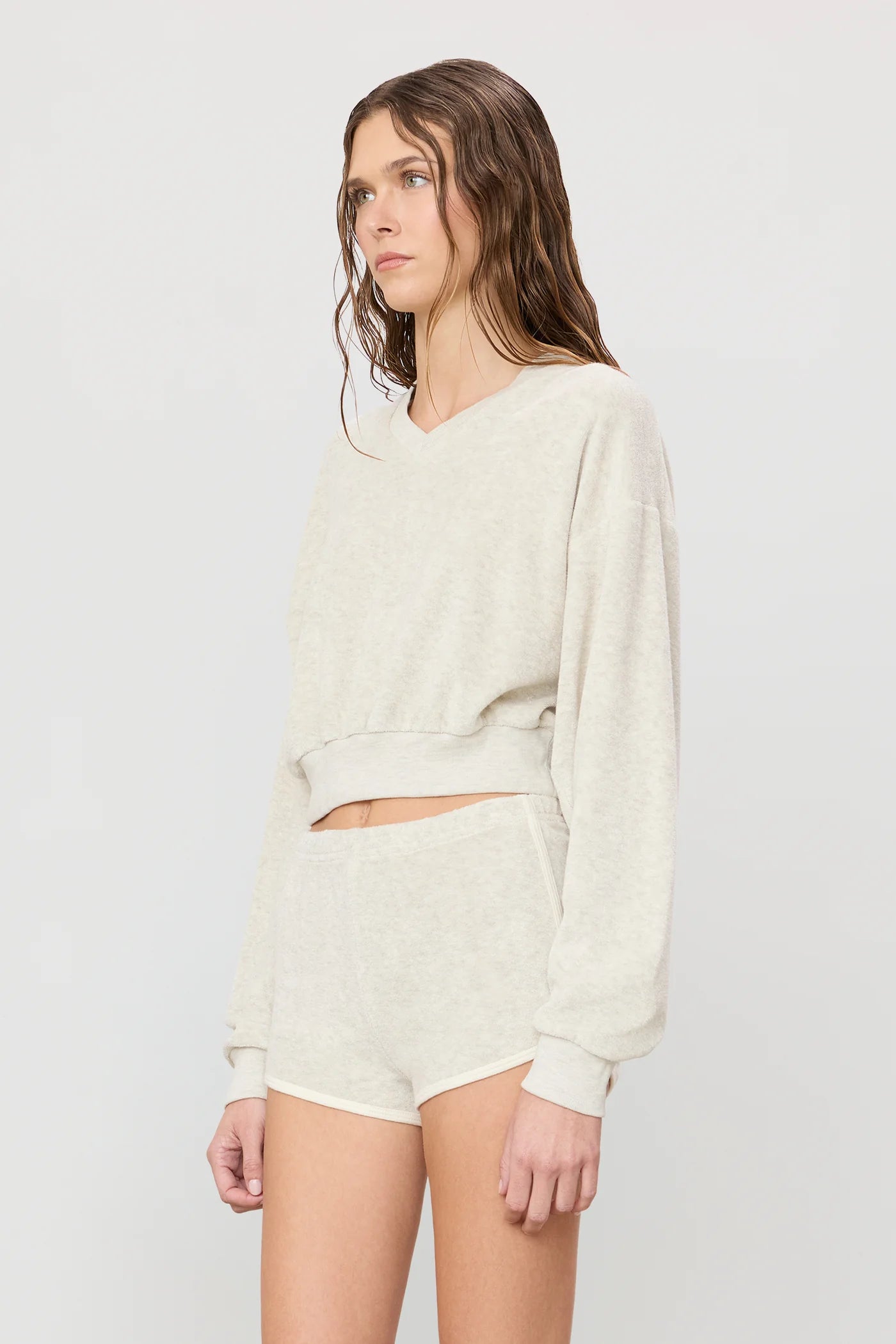 Mini Track Short in Light Heather Grey