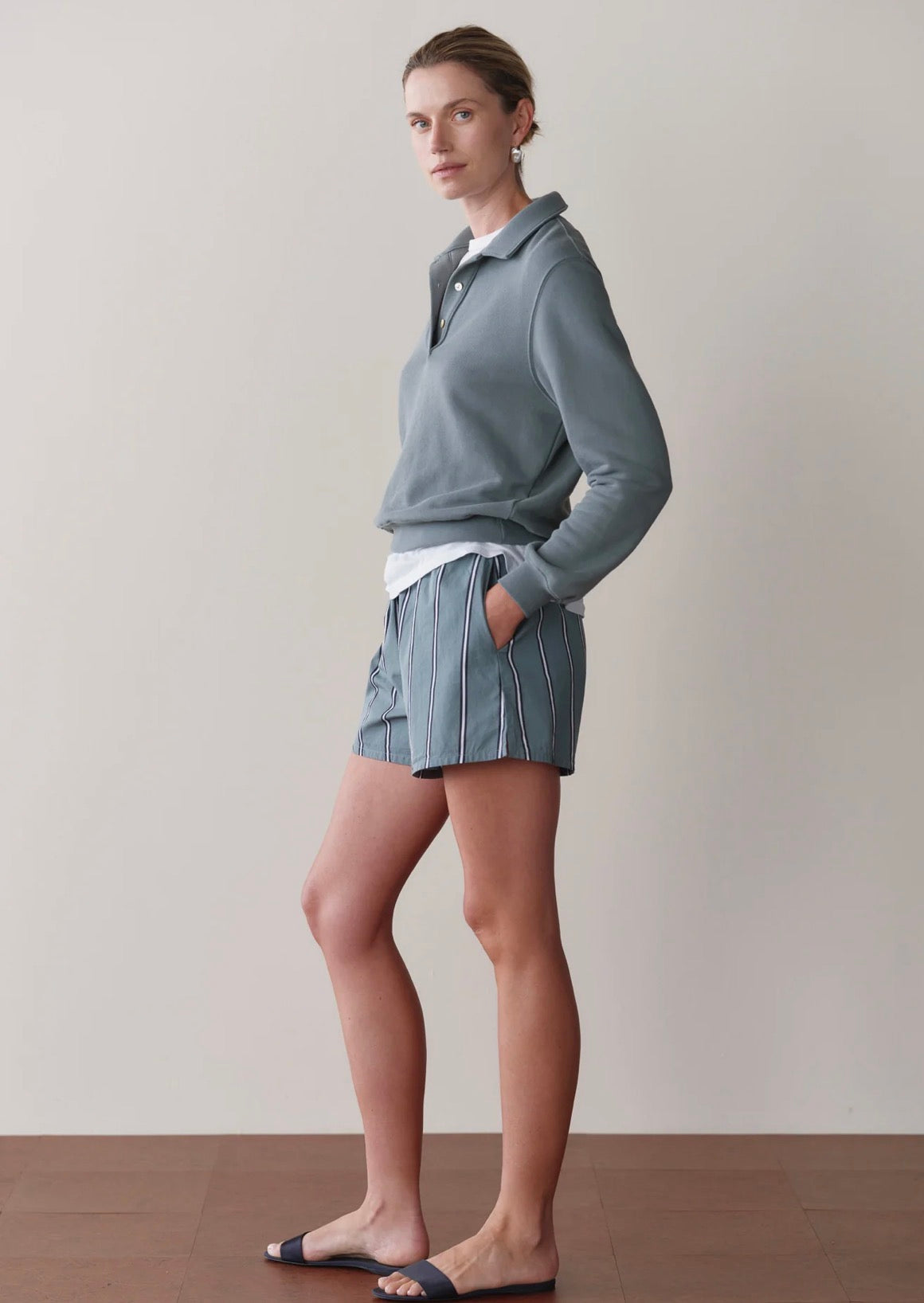 The Pop Stripe Boxer in Sage