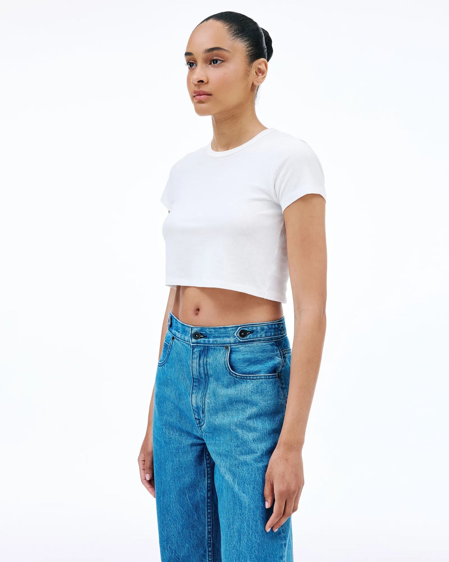Crop Baby Tee in Natural White