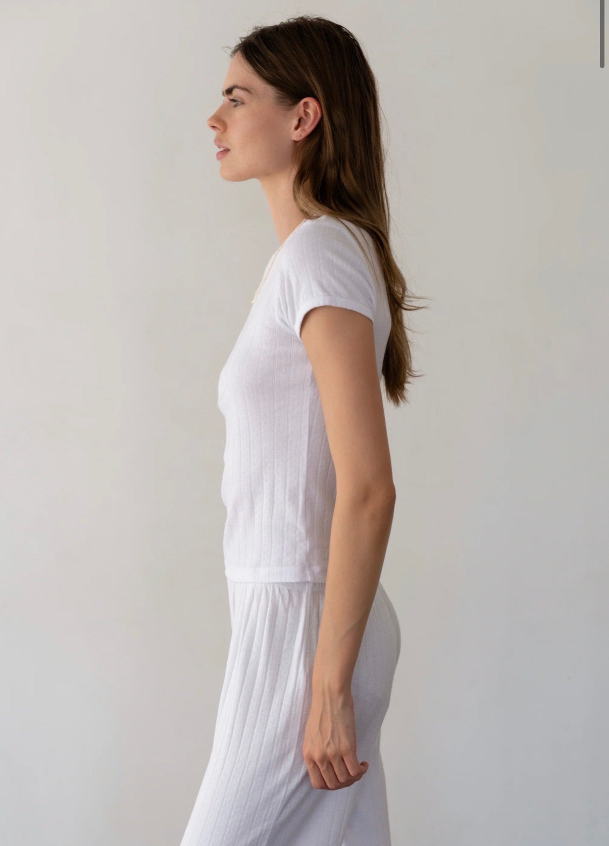 The Pointelle Baby Tee in Powder