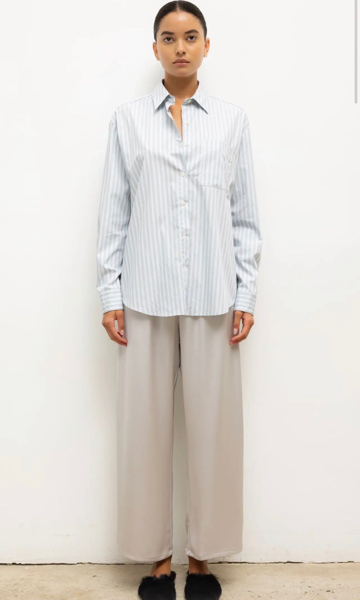 Yoshi Stripe Classic Button Down in Sterling Stripe