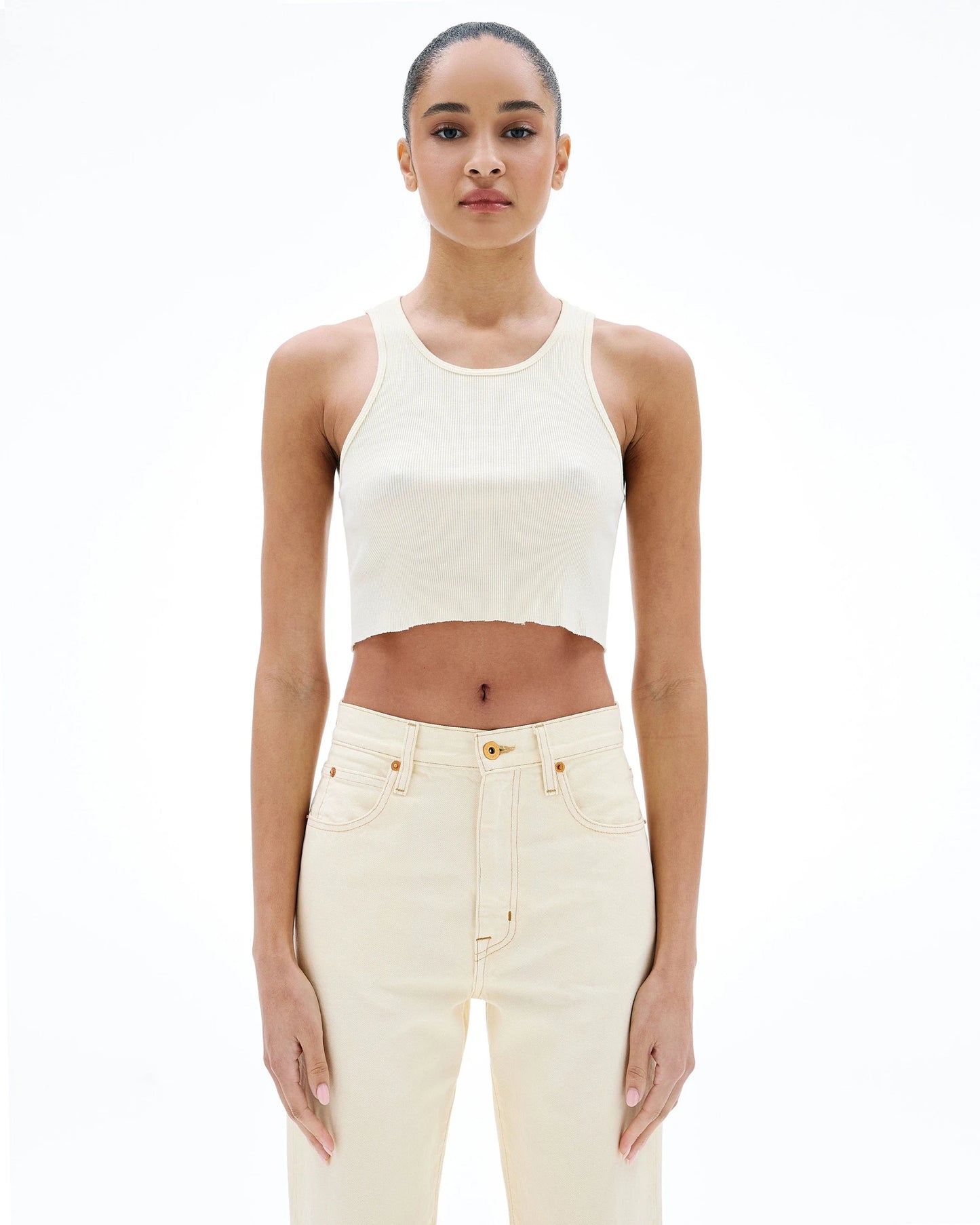 Cropped Tank Rib in Paradise Yellow