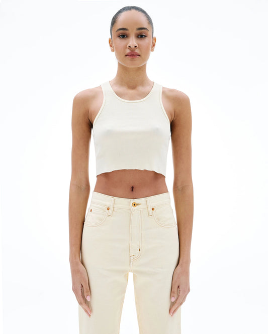 Cropped Tank Rib in Paradise Yellow