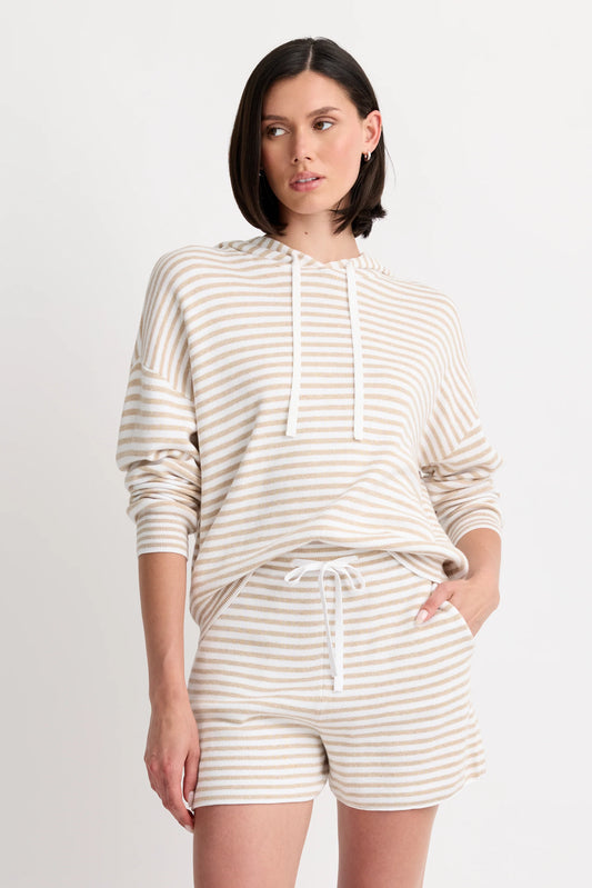 Warwick Hoodie in Latte Stripe