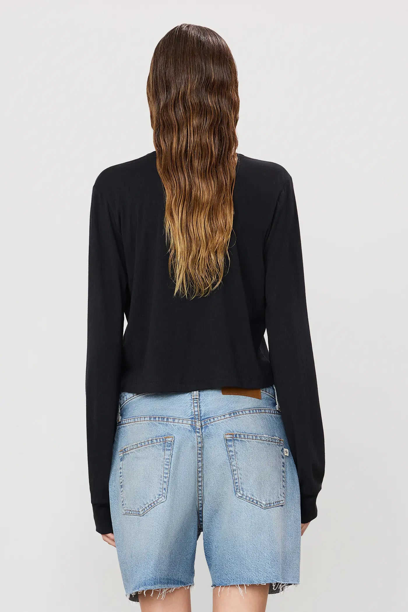 Long Sleeve Boxy Tee in Black