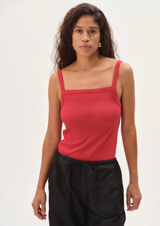 The Baby Rib Square Neck Tank in Bell Pepper