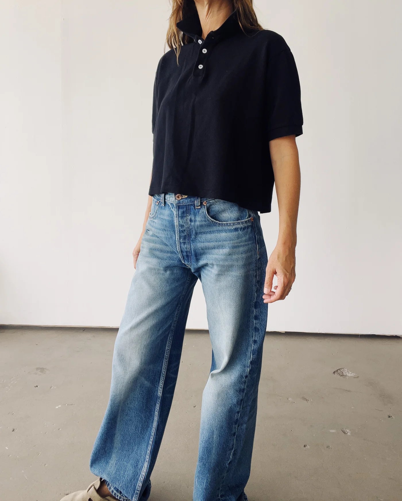 The Boxy Polo in Black