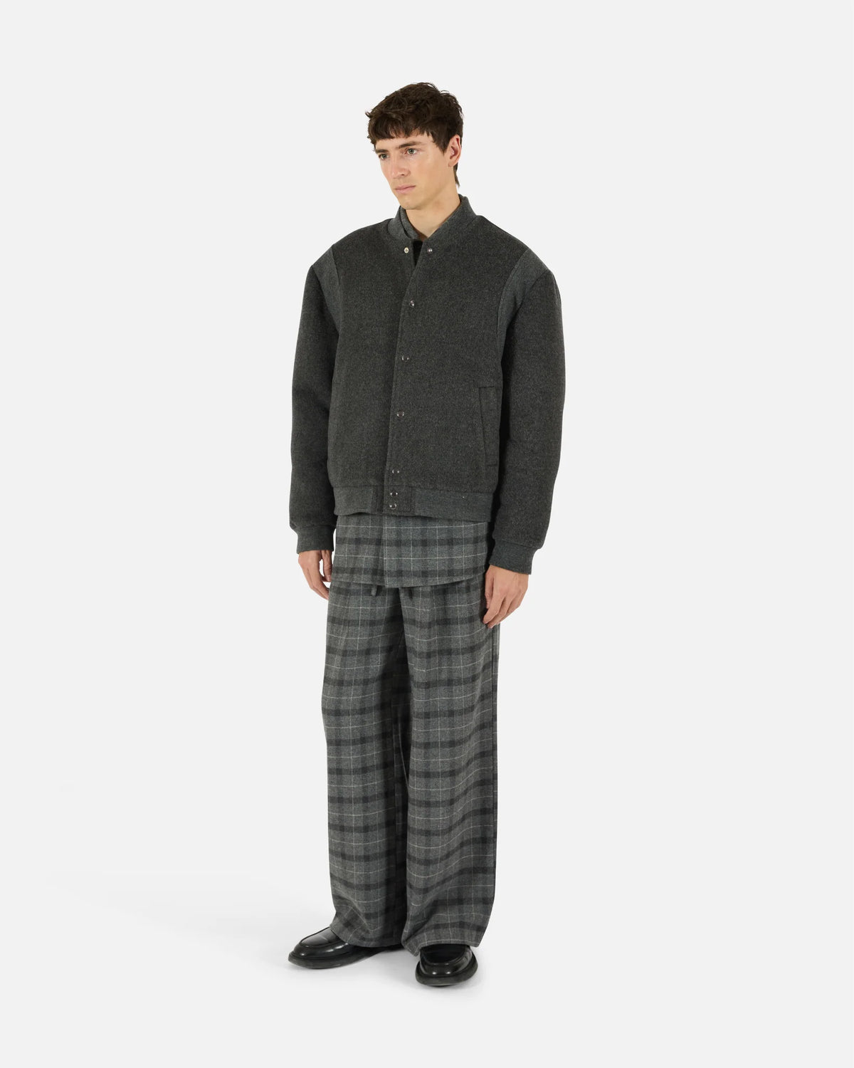 Wool RIb Varsity Trouser in Storm Gray