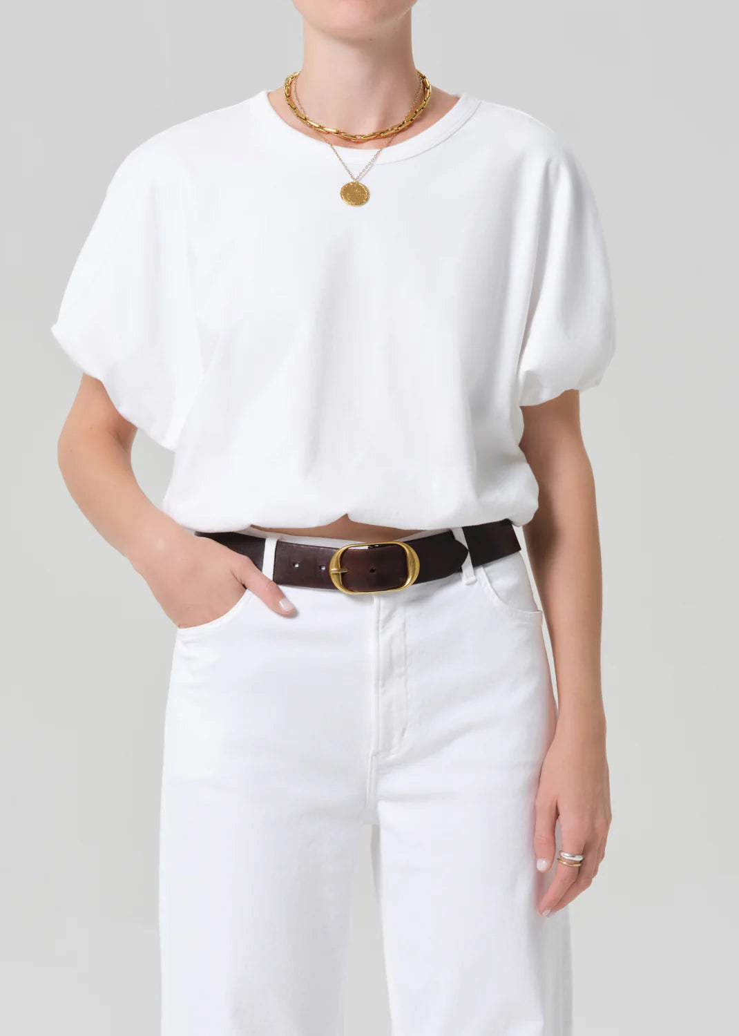 Gia Bubble Tee in Soft White