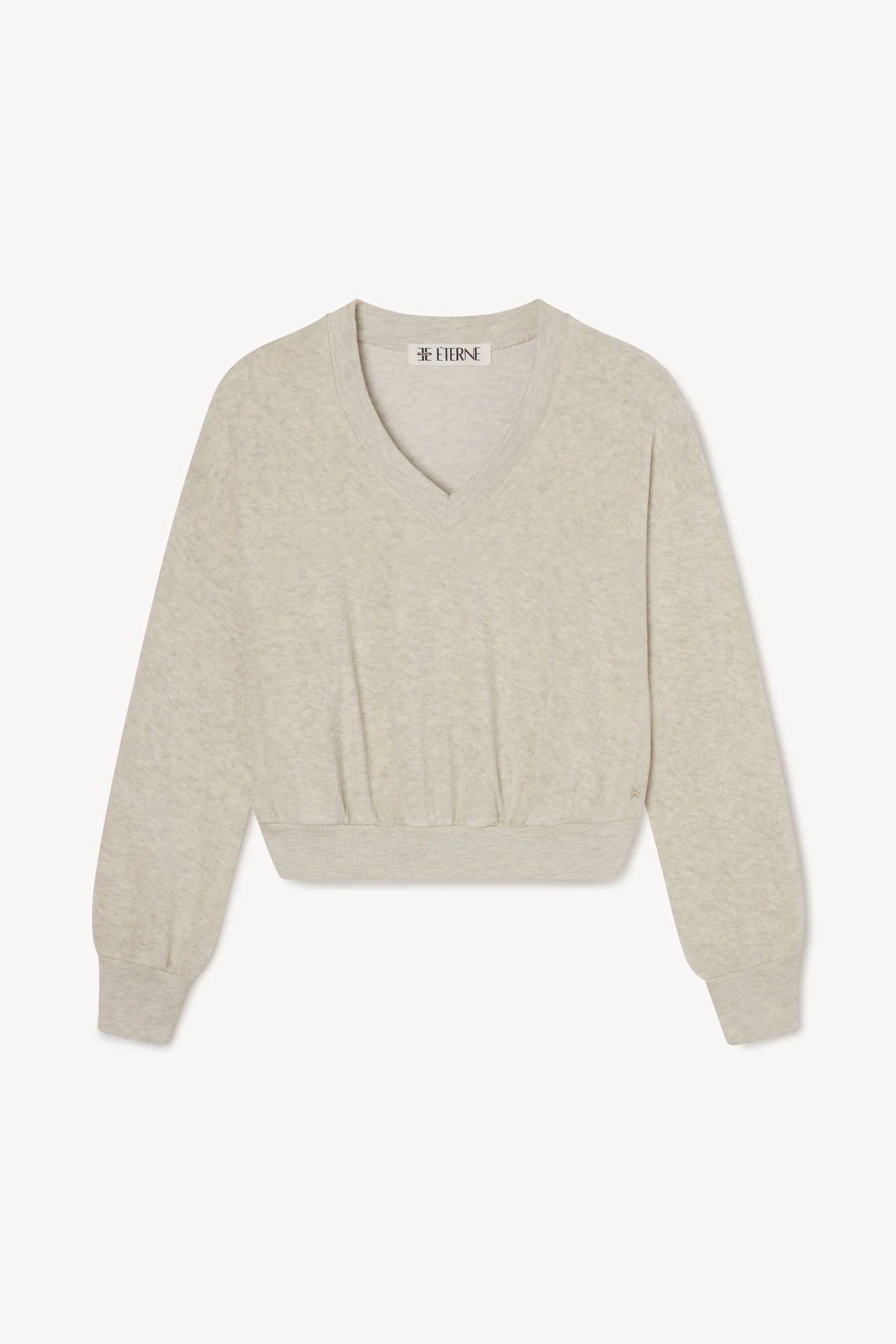 Cropped V-Neck Sweater in Light Heather Grey