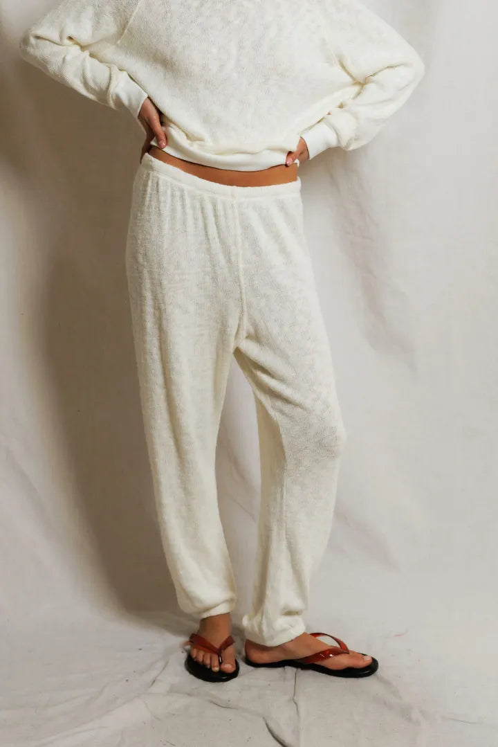 Keanu Mesh Sweater Easy Sweatpant in Natural