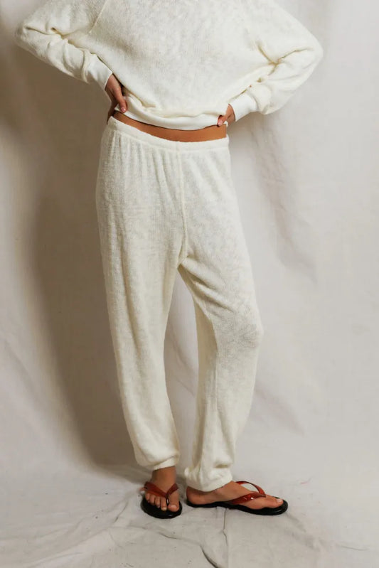Keanu Mesh Sweater Easy Sweatpant in Natural