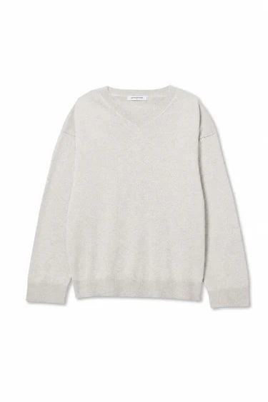 Skye Deep V-Neck Sweater in Whitecap Grey