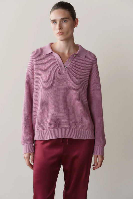 The Heavy Cotton Knit Polo in Roz