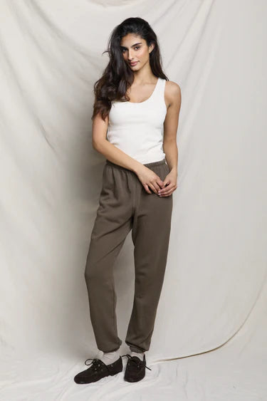 Stevie Fleece easy Swetapant in Dark Olive
