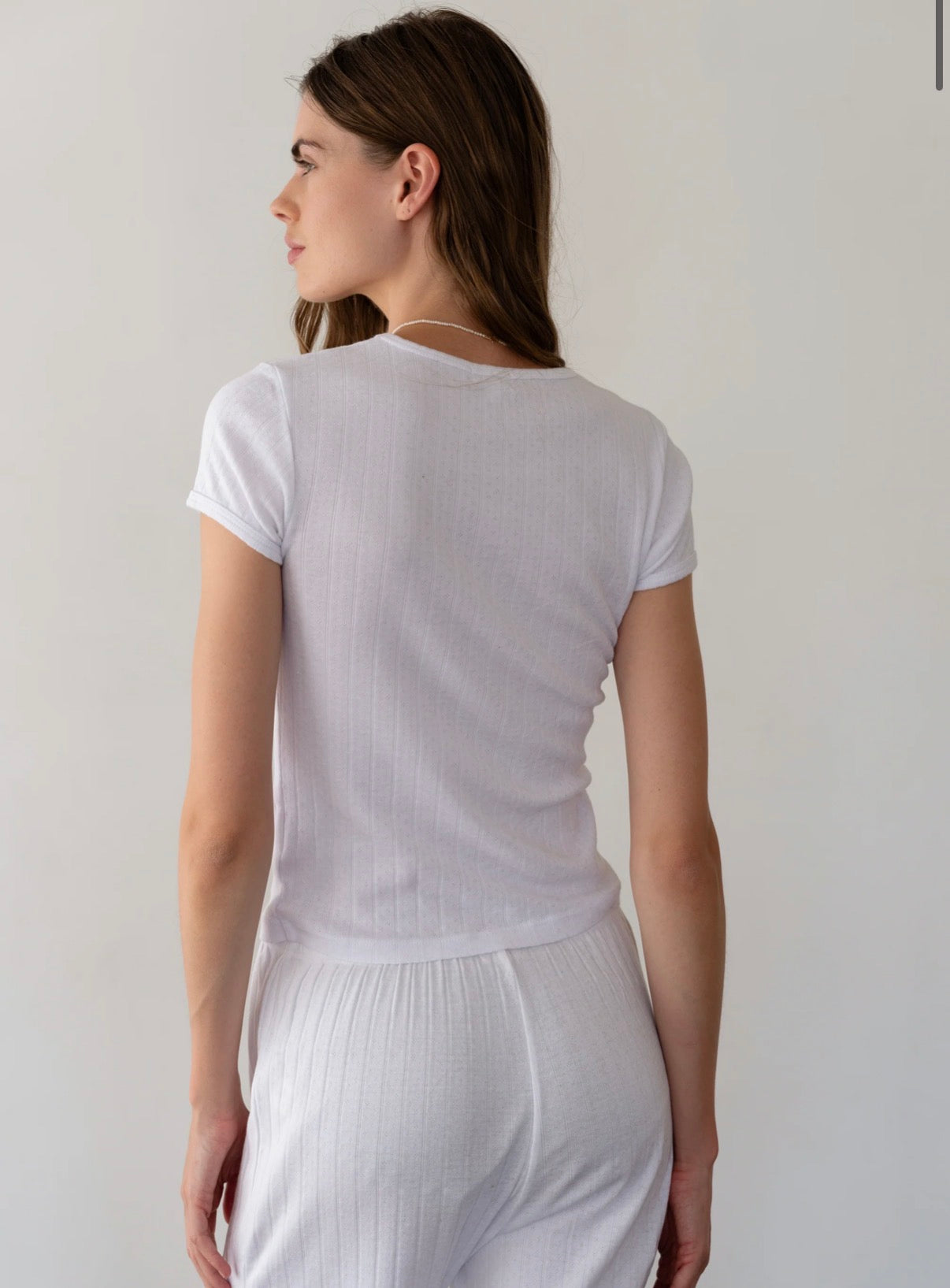 The Pointelle Baby Tee in Powder