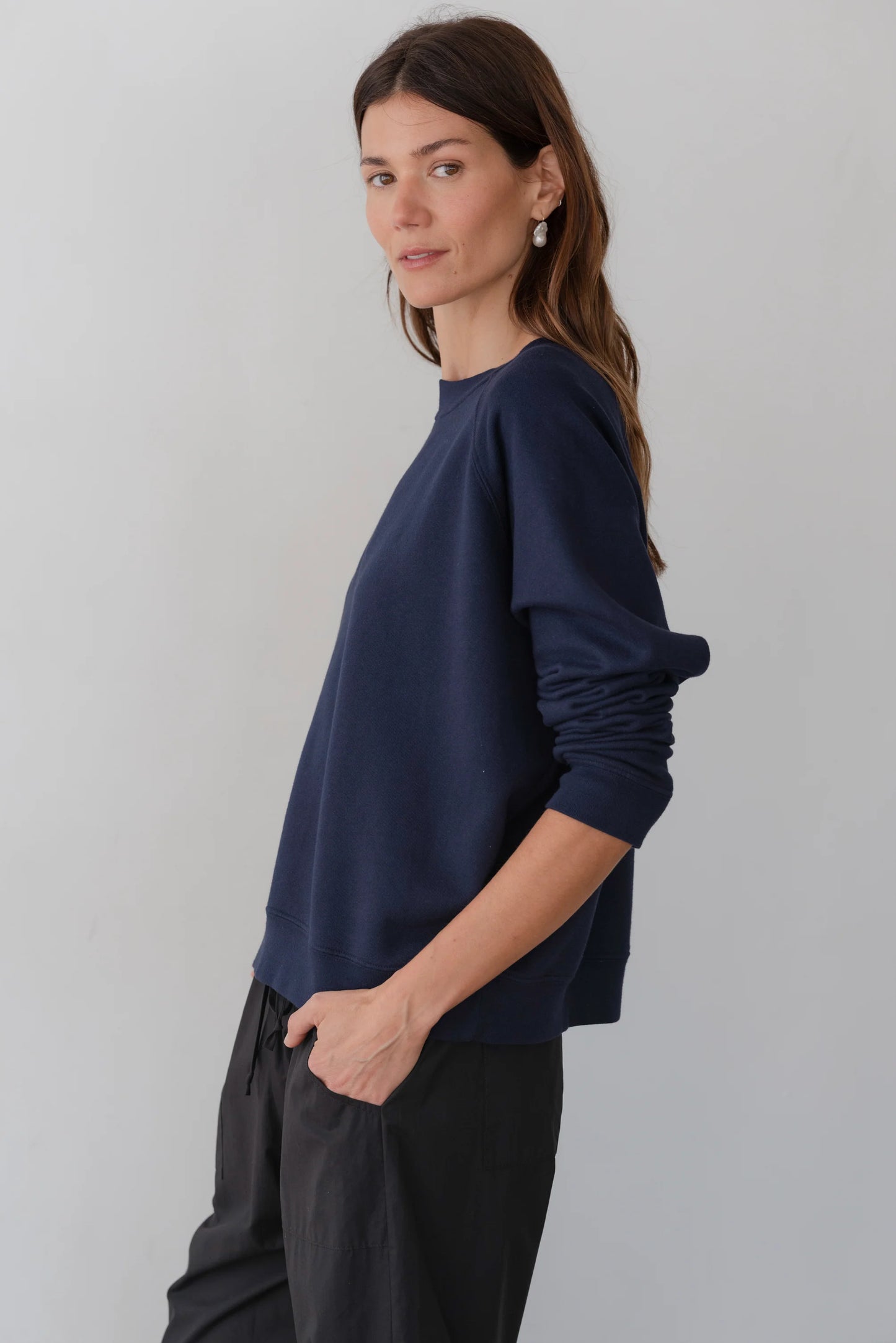 Eco-Terry Crewneck in Navy