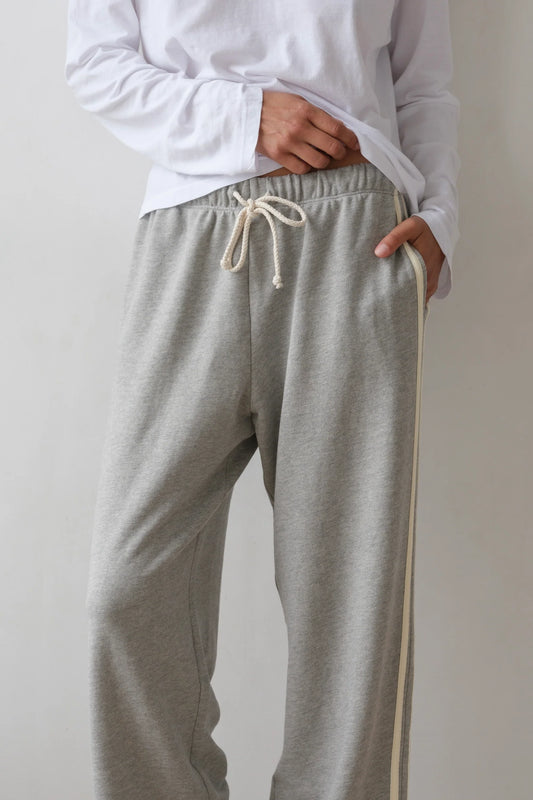 The Eco-Terry Stripe Pant in Heather Grey