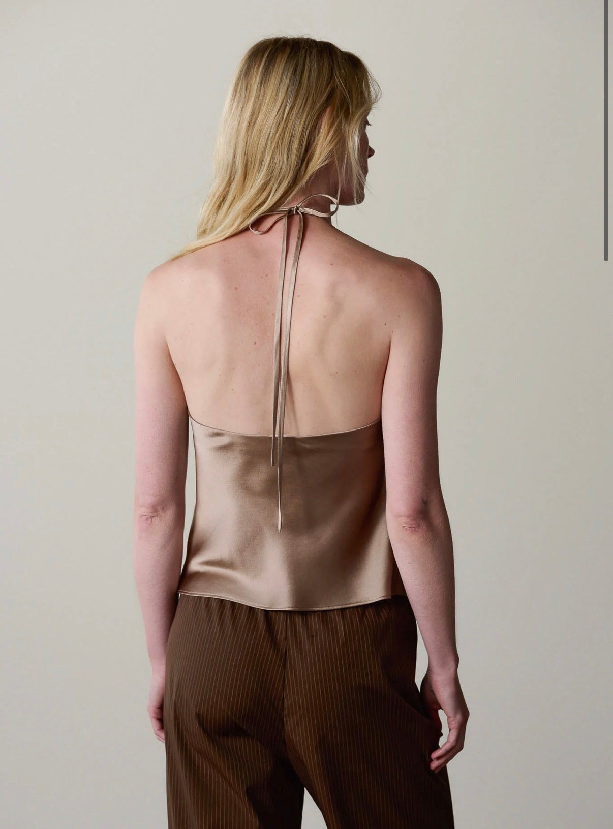 The Silk Halter Top in Shitake