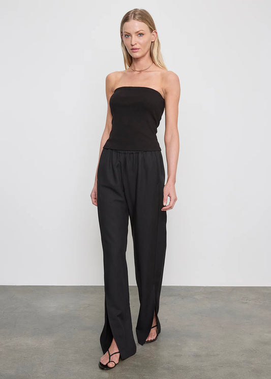 Cotton Rib Bandeau Top in Black