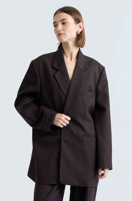 Oversized Double Button Blazer in Dark Espresso