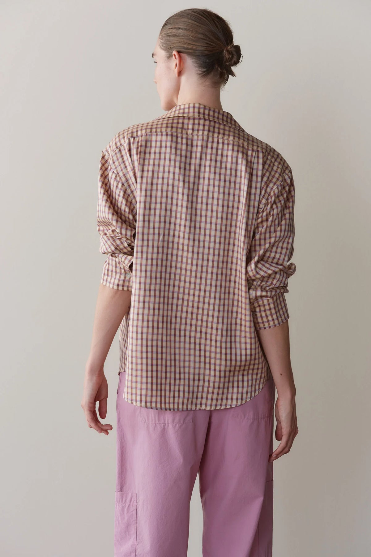 The Tencel Plaid Shirt in Creme/Roz Plaid