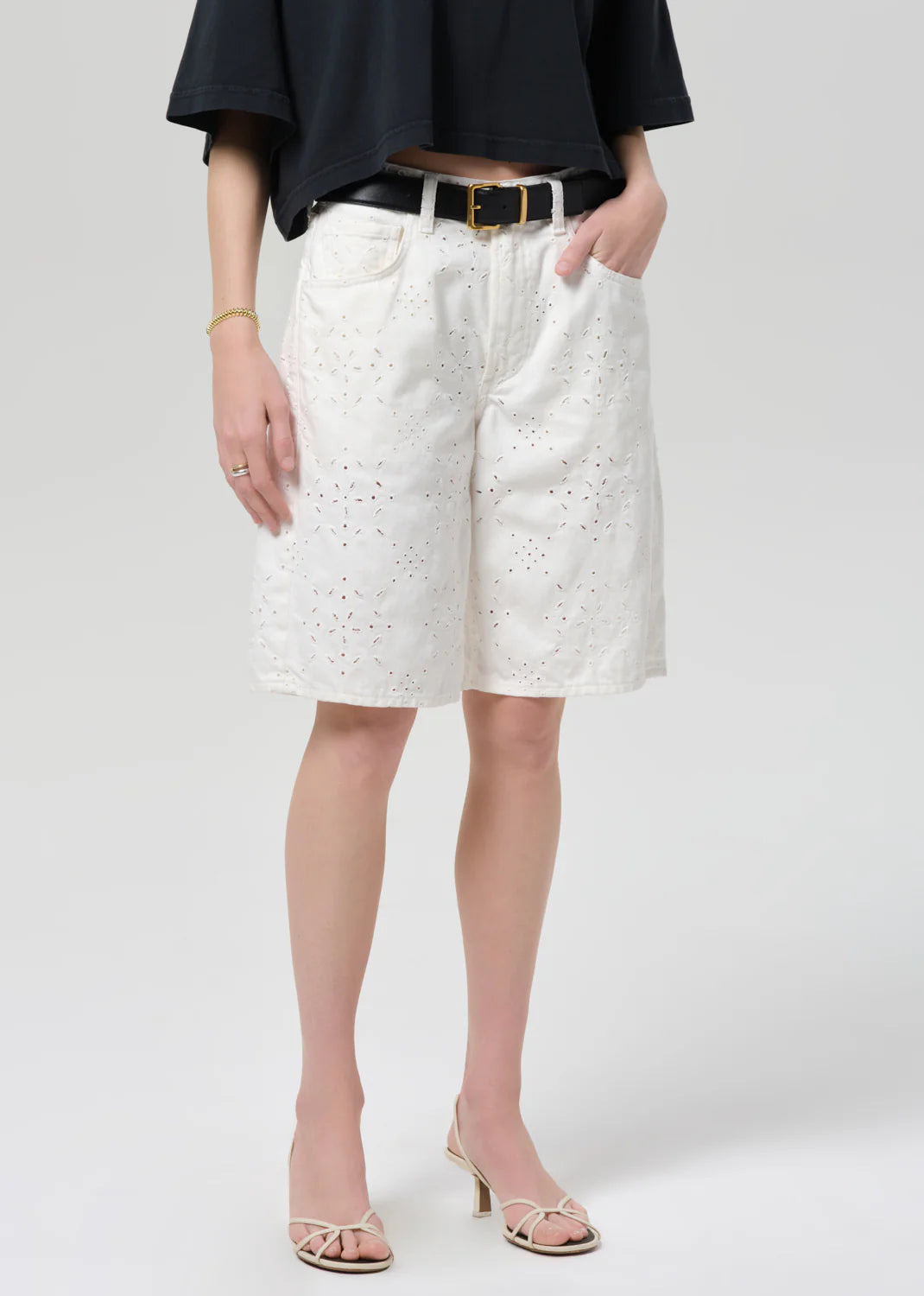 Court Denim Short in Blanc