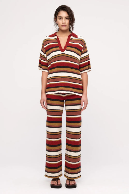 Textured Knit Shirt in Earth Stripe