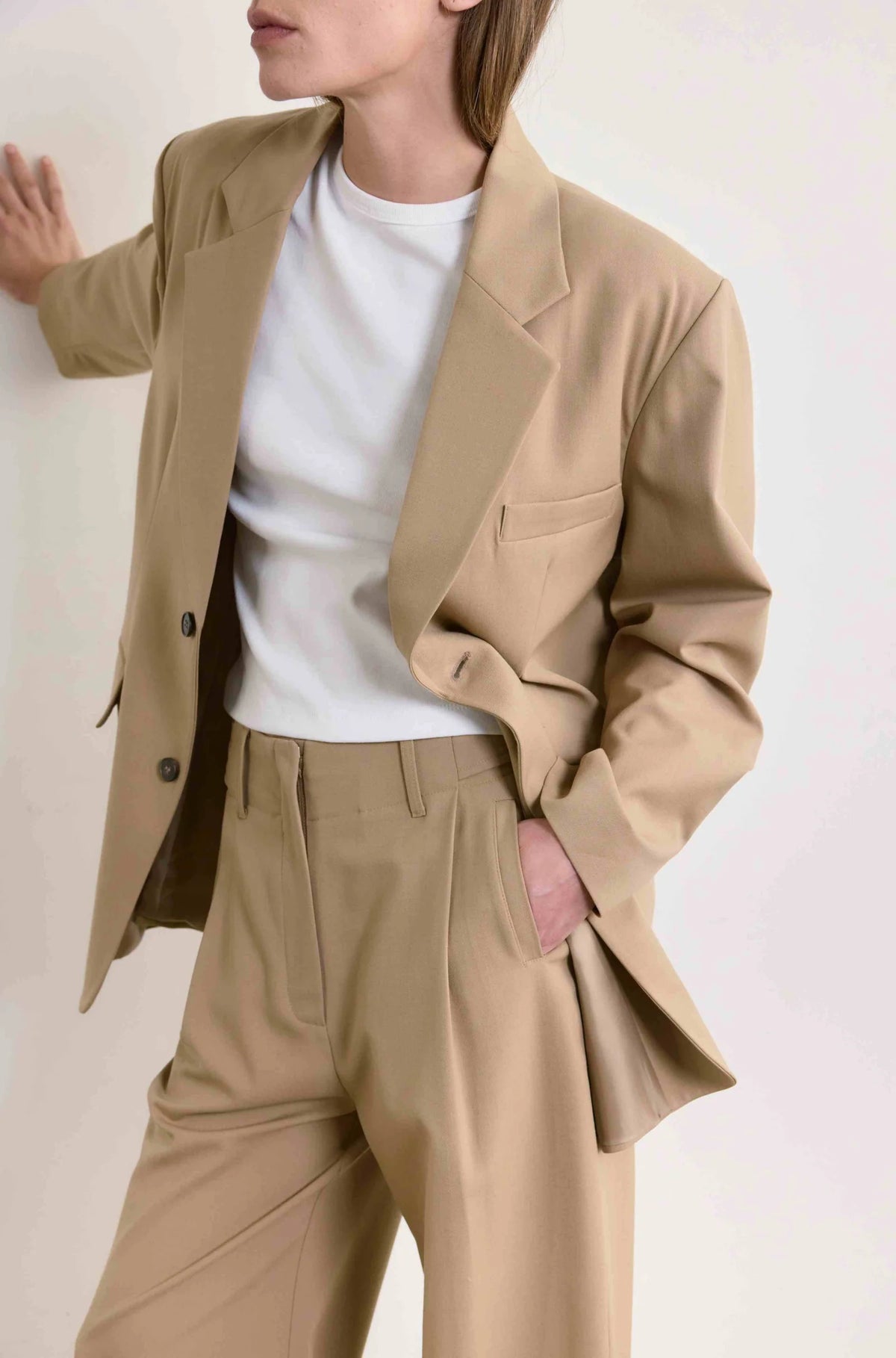 Oversized Double Button Blazer in Khaki