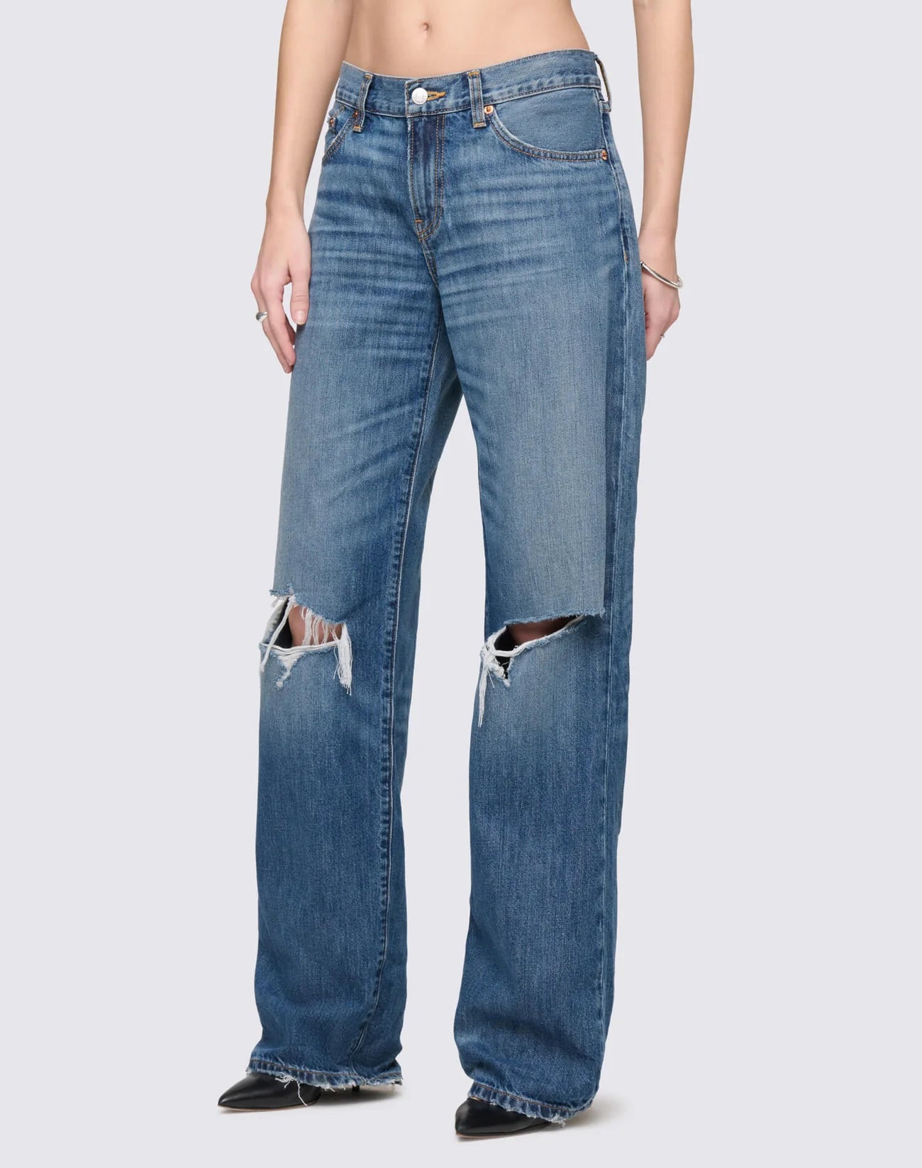Loosie Jean in Nightbird blue Destroy