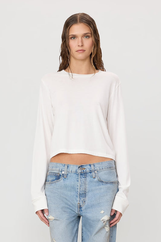 Long Sleeve Boxy Tee in Ivory