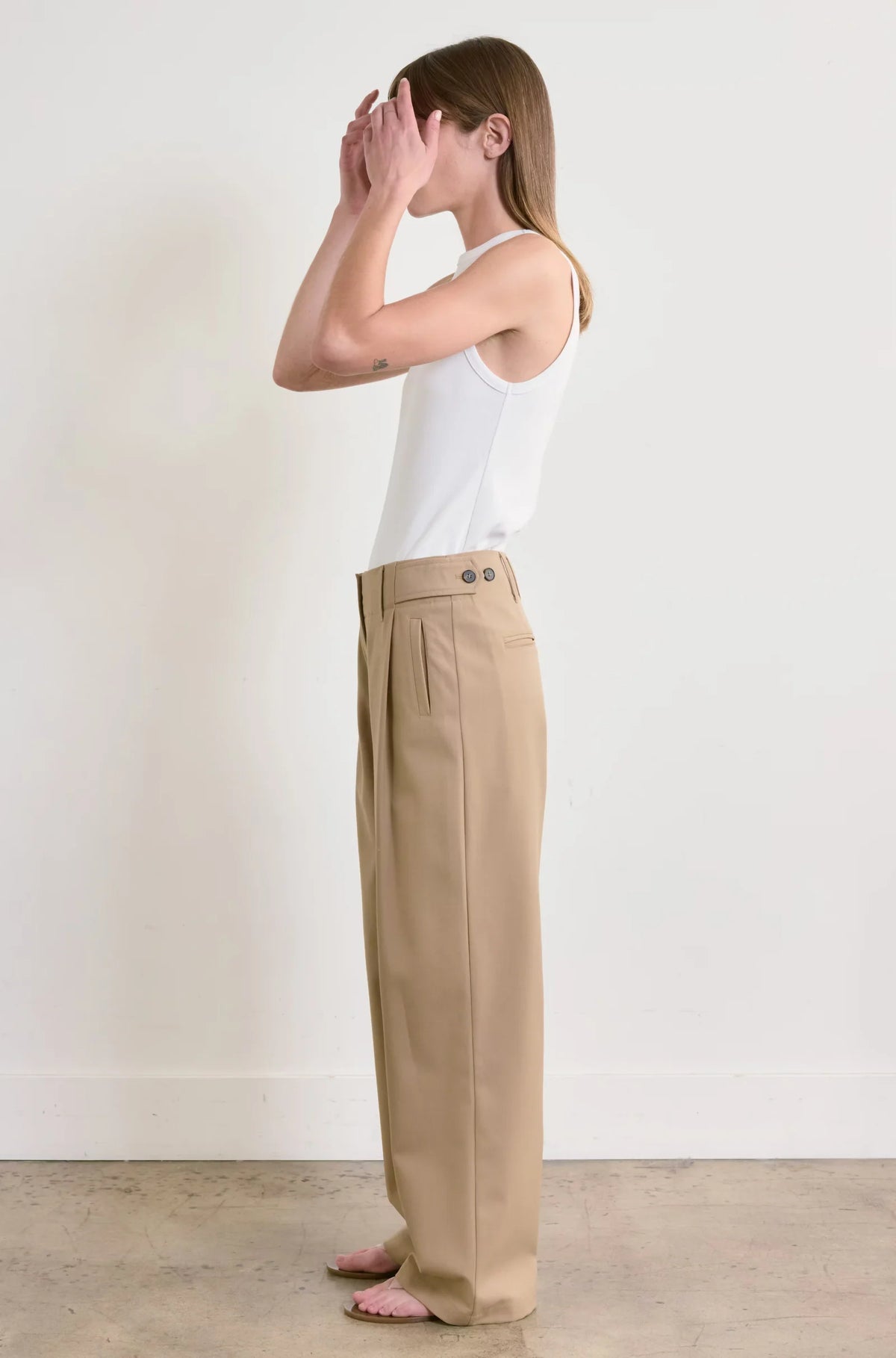 Adjustable Waist Trousers in Khaki