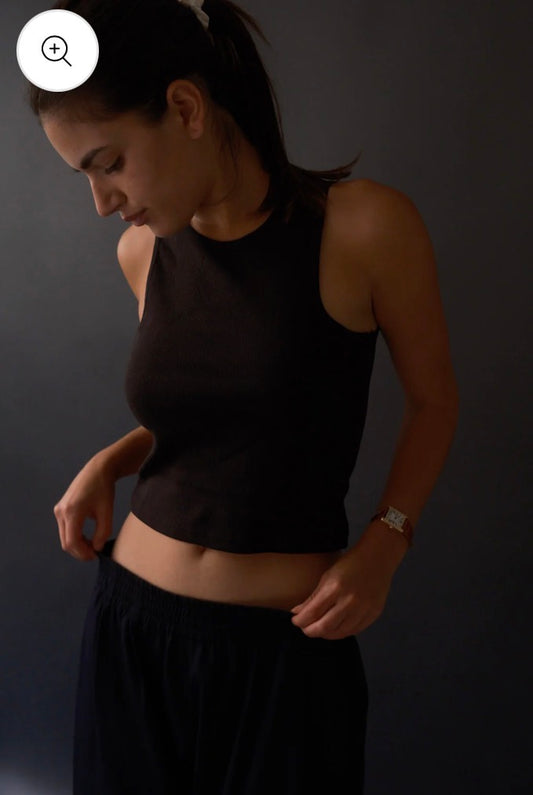 Basic Crop Tank in Black