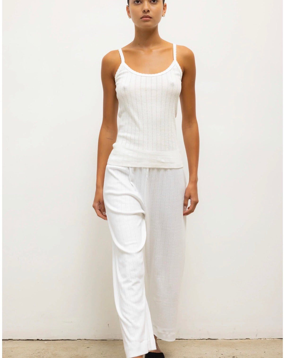 Pointelle Classic Tank Top in White