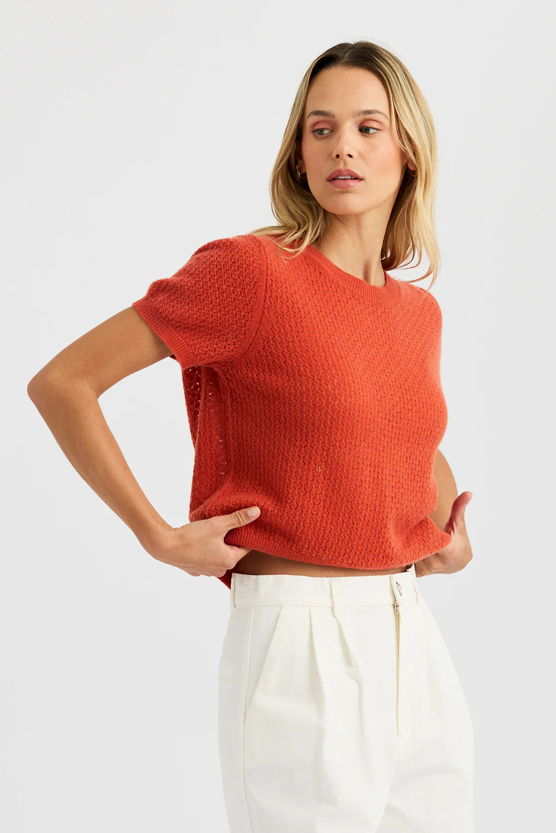 Jaqueline Cashmere Tee in Redstone