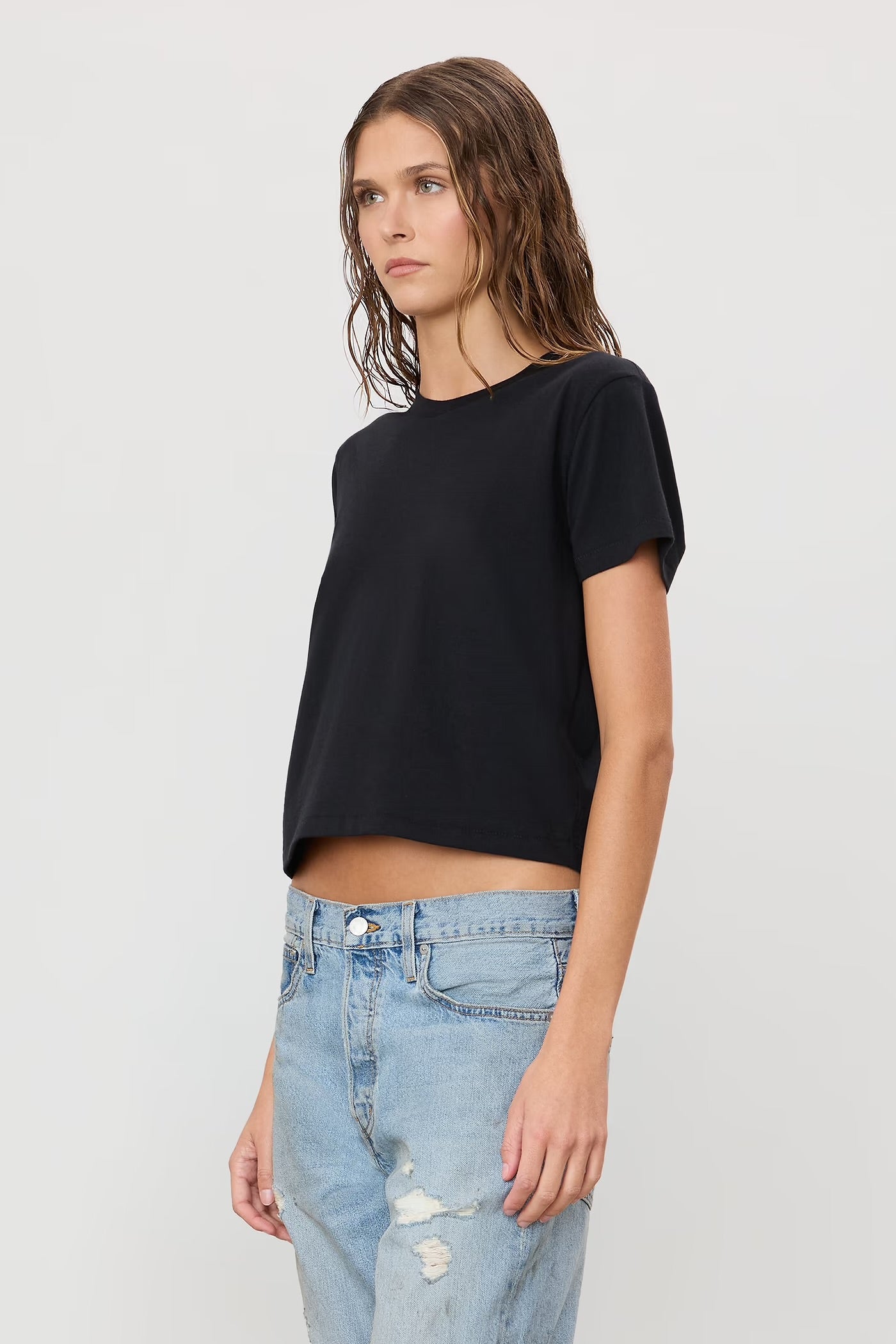 Short Sleeve Boxy Tee in Black