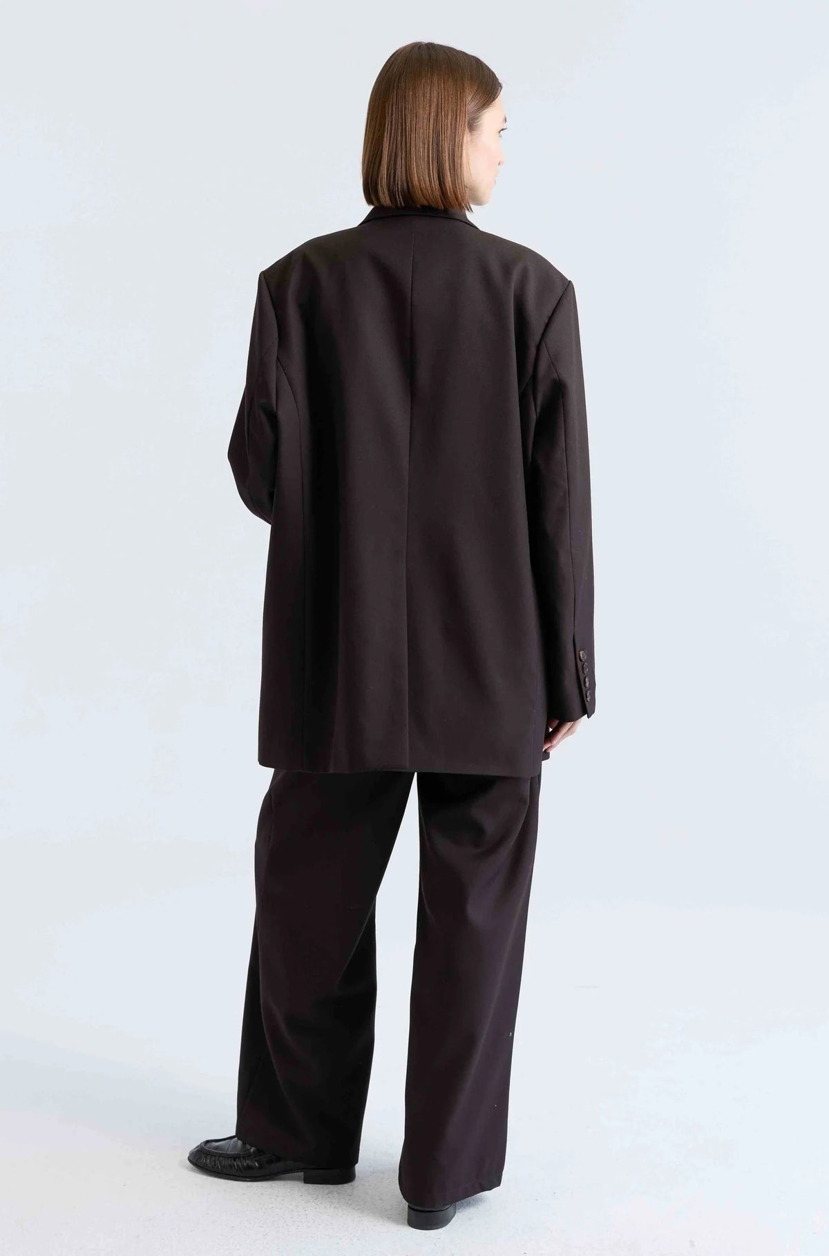 Oversized Double Button Blazer in Dark Espresso