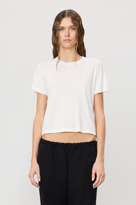 Short Sleeve Boxy Tee in Ivory
