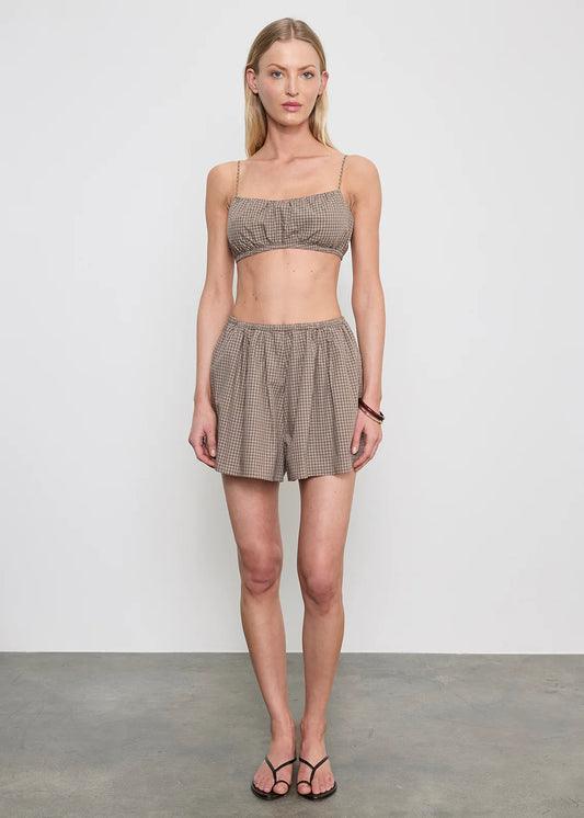 Japanese Mini Plaid Bralette in Brown Plaid