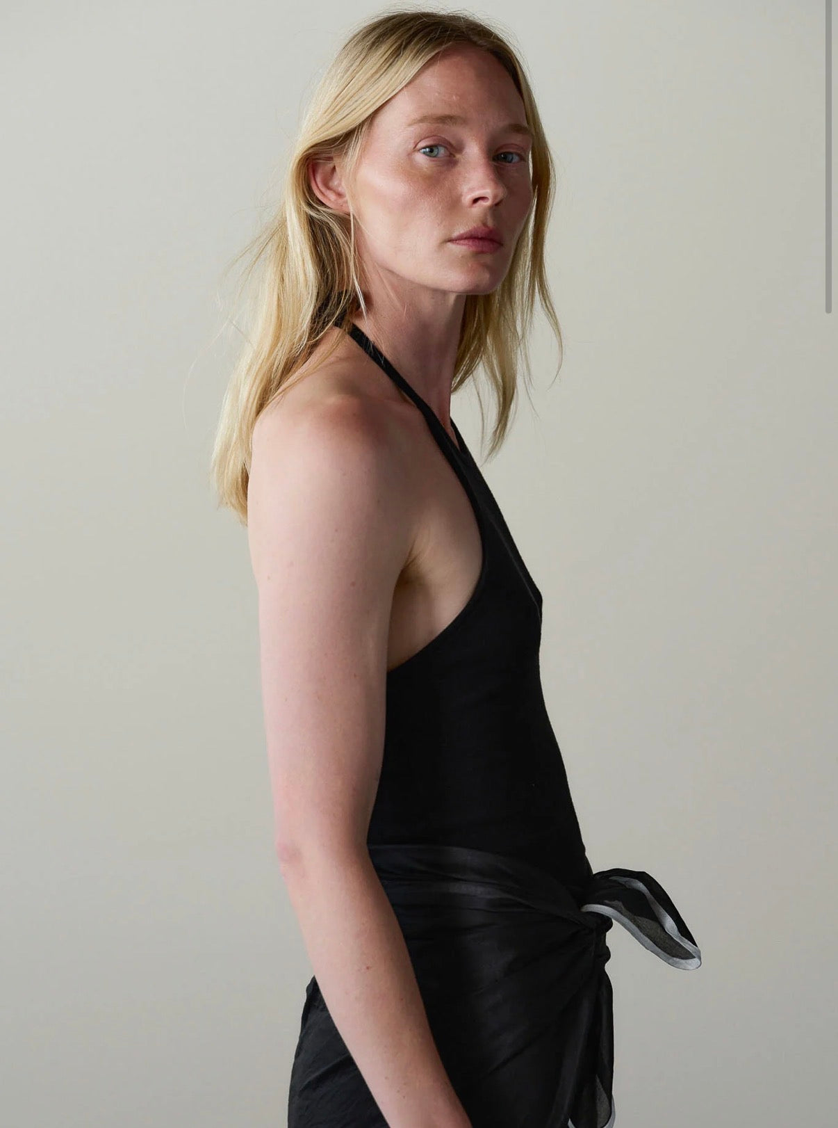 The Baby Rib Halter Top in Jet