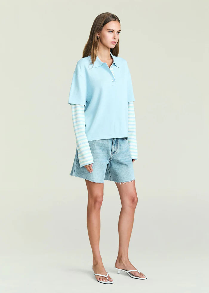 Emilee Top in Blue/Pastel Stripe